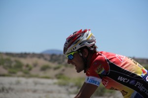 Paul Mach rode off the front with break-mate Adam Carr, with a maximum lead of about 4 min 35 seconds until 30K from the finish (photo by Mary Topping)
