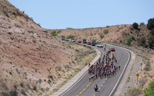 Main field on stage one, close to the start of the Mogollon climb (photo by Mary Topping)