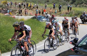Mt. Baldy break-away George Bennett (RadioShack Nissan Trek) center