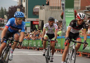 Francisco Colorado (center) after the Stage 6 finish in Park City