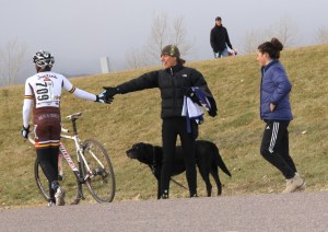 Double winners: Karen Hogan congratulates son Ben