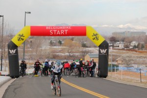 Judy Freeman tests her legs on the uphill start at Cyclo-X Westminster