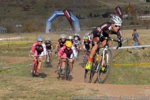 Kristin Weber takes the women's open holeshot at the Feedback Cup