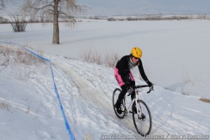 Kristen Peterson en route to her first elite cyclocross win