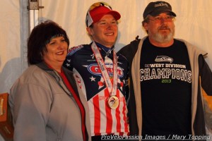 Logan Owen with his mom and dad in Boulder
