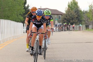 Abby Mickey leads the field on the descent