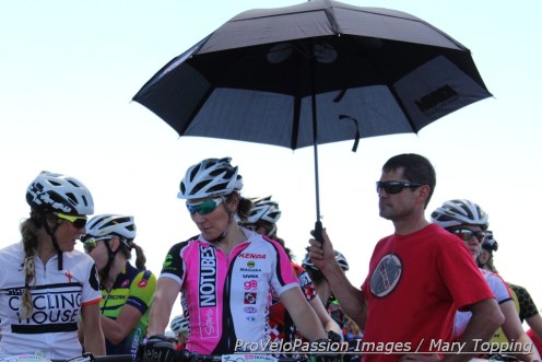 Jenny Smith enjoys luxury treatment at the Beti Bike Bash pro/open race start line