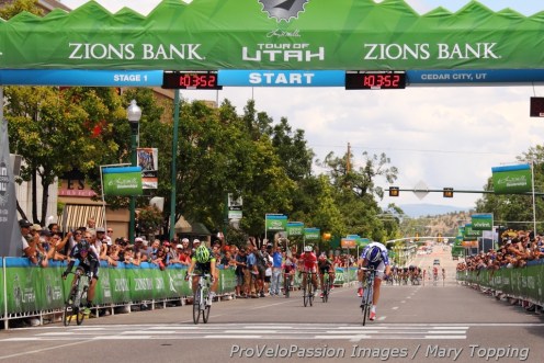 Alison Powers wins the 2014 Cedar City Grand Prix ahead of Samantha Schneider and Tina Pic