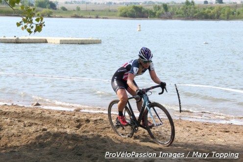 Katie Compton in one of several sand sections. "it wasn’t so bad, what made it hard were the turns in it. So you have to stay on your line, you just have to focus, stay on the rut and hit the line." 