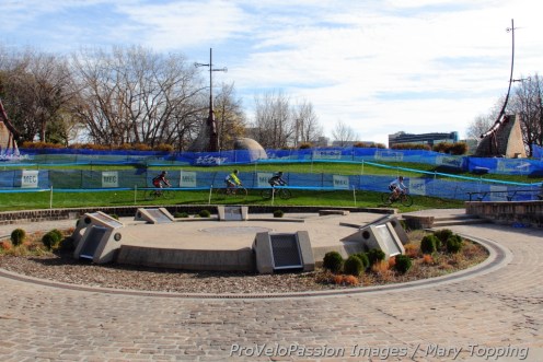 Riders enter the amphitheater on the river side and exit opposite 