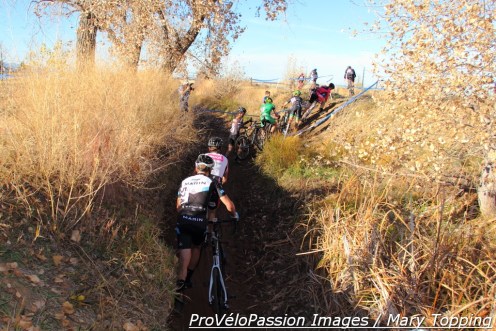 Spencer Powlison, Chris Baddick, and Brady Kappius slipped away from the men's elite field after a mishap in the Sienna Lake ditch