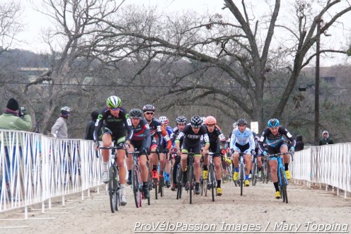 Ryan Trebon will lead the field ahead of the crash from pavement onto dirt