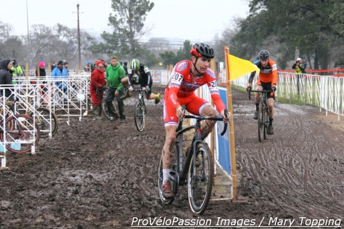 The fight for second midway through the U23 race (l-r) Curtis White, Yannick Eckmann, Drew Dillman. Tobin Ortenblad trailed the group.