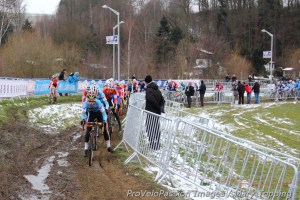 Head of the junior men's race at worlds a few hundred meters after the start