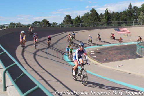 Kirsten Williams leads a silent lap at the 7-Eleven Olympic Training Center Velodrome  in honor of her father, Vic Willaims
