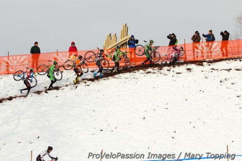 Peter Goguen slips on the first past up Bonk Breaker Hill