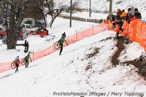 Chance regains lead in lap 5 after Hecht's spill in the tree area